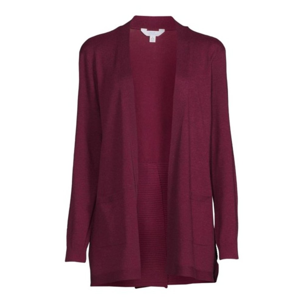 020.  NEW!! Women's Open Front Cardigan Sweater - Burgundy